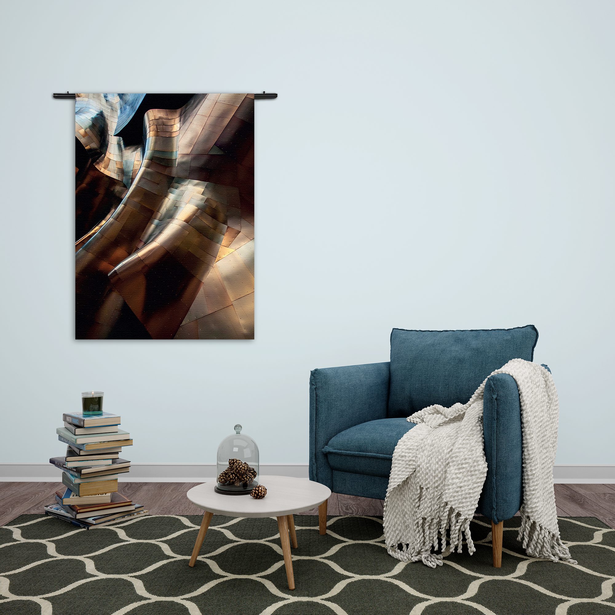 Wandkleed Gebogen Stalen Platen - Twisted Metal Rechthoek Verticaal Template 50 70 Verticaal Abstract 82 2