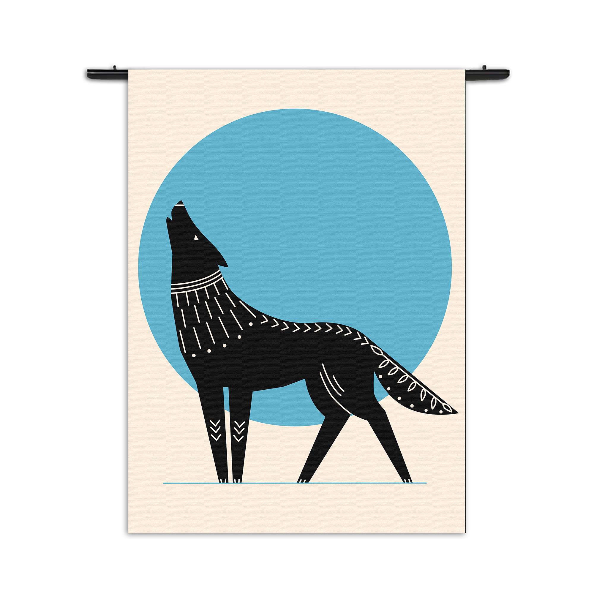 Wandkleed Abstract Wolf Rechthoek Verticaal