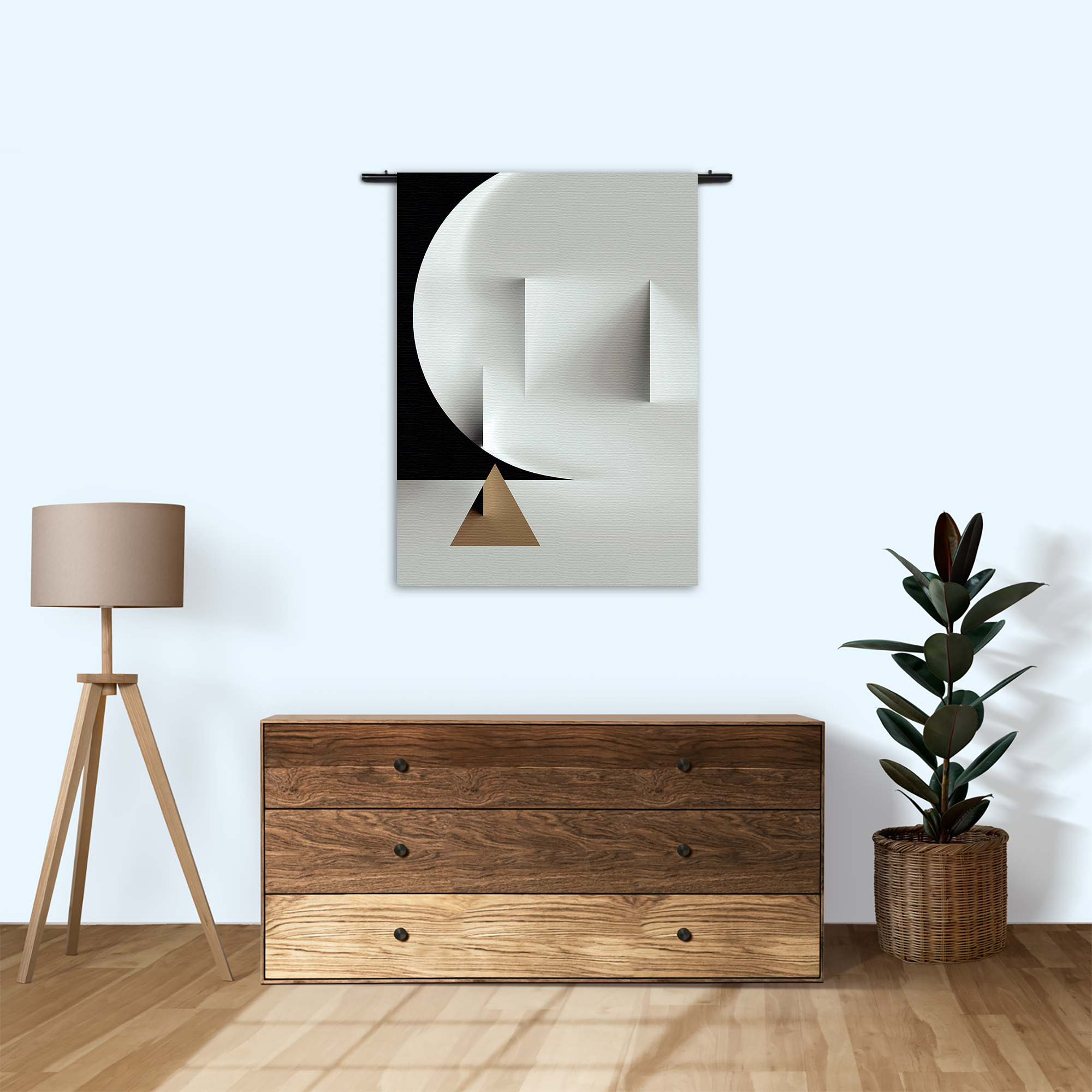 Wandkleed Scandinavisch Wit met Goudkleurig Element 02 Rechthoek Verticaal Template 50 70 Verticaal Abstract 91 1