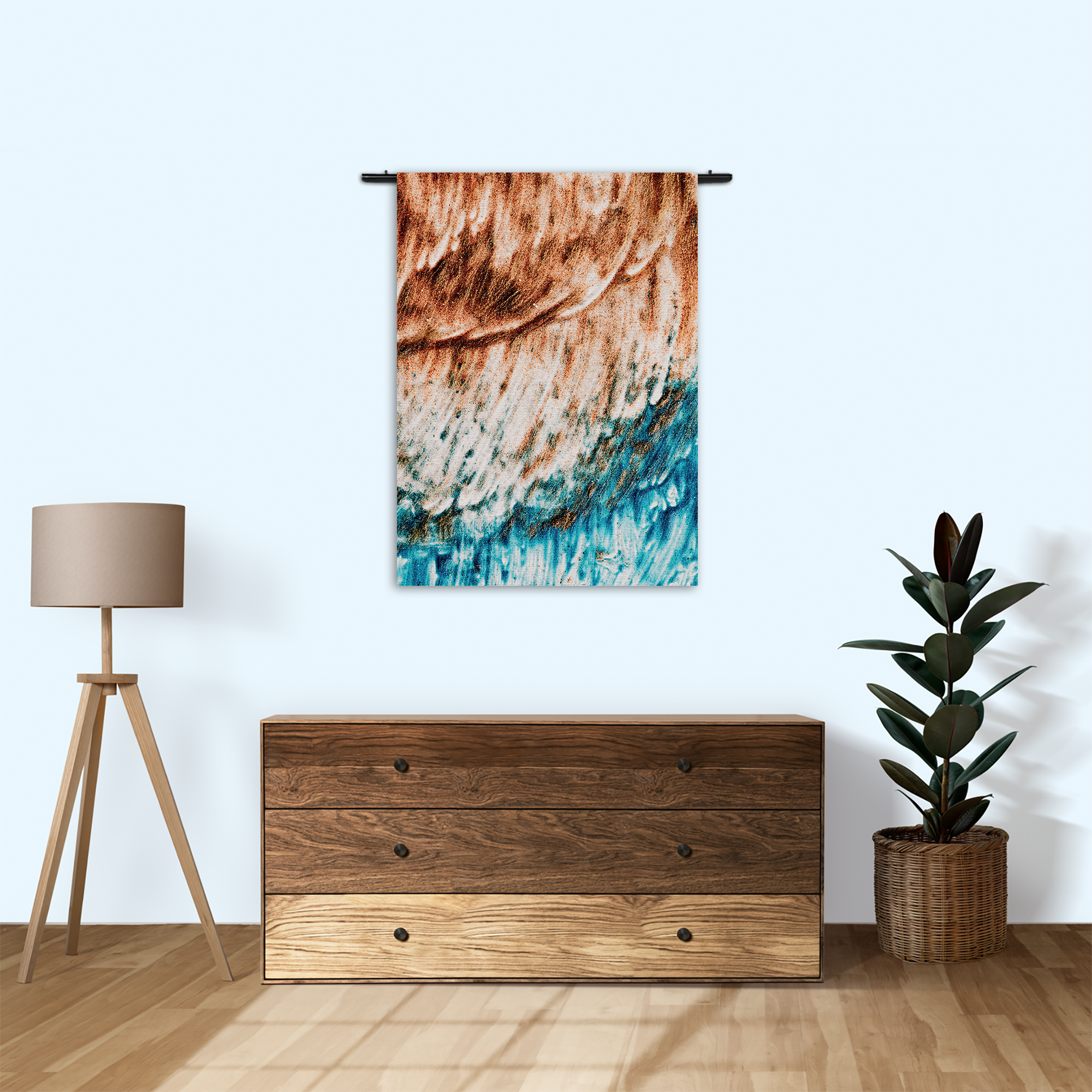 Wandkleed Kunst Oranje blauw Rechthoek Verticaal Template 50 70 Verticaal Abstract 93 1