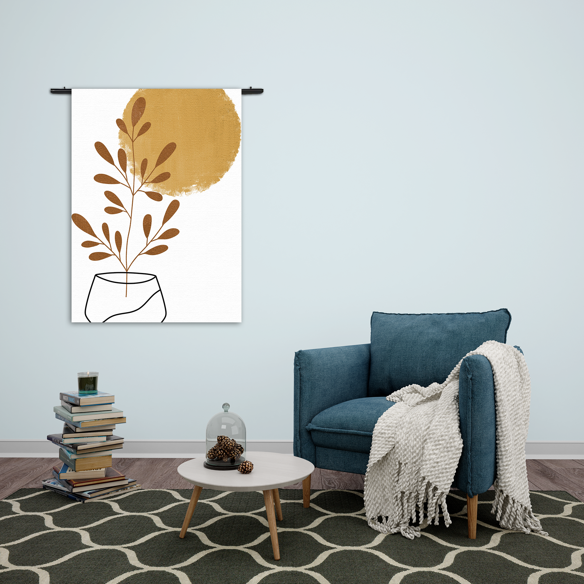 Wandkleed Naturel Tinten Bloempot Rechthoek Verticaal Template 50 70 Verticaal Abstract 98 2