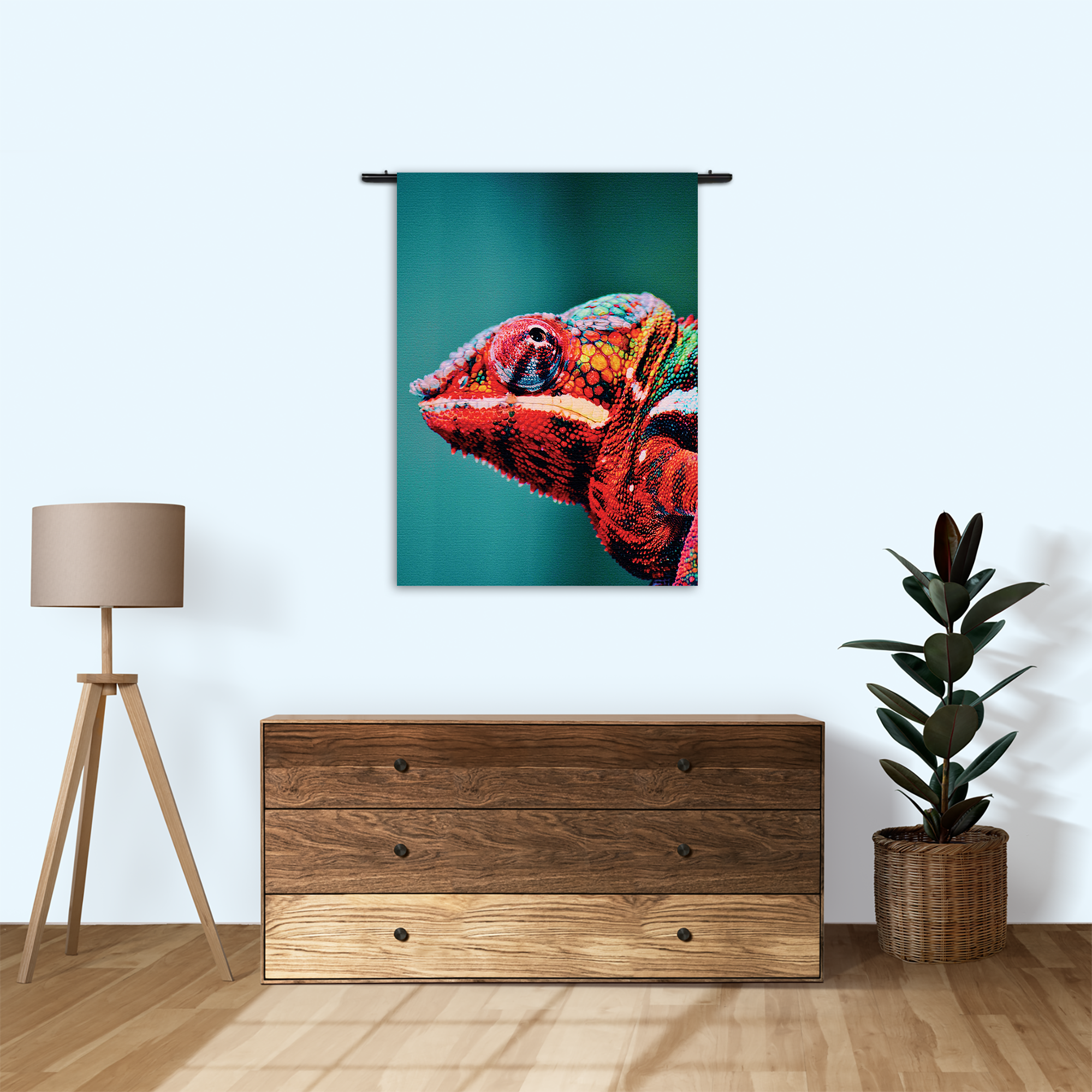 Wandkleed Kameleon Kleurrijk Rechthoek Verticaal Template 50 70 Verticaal Dieren 10 1