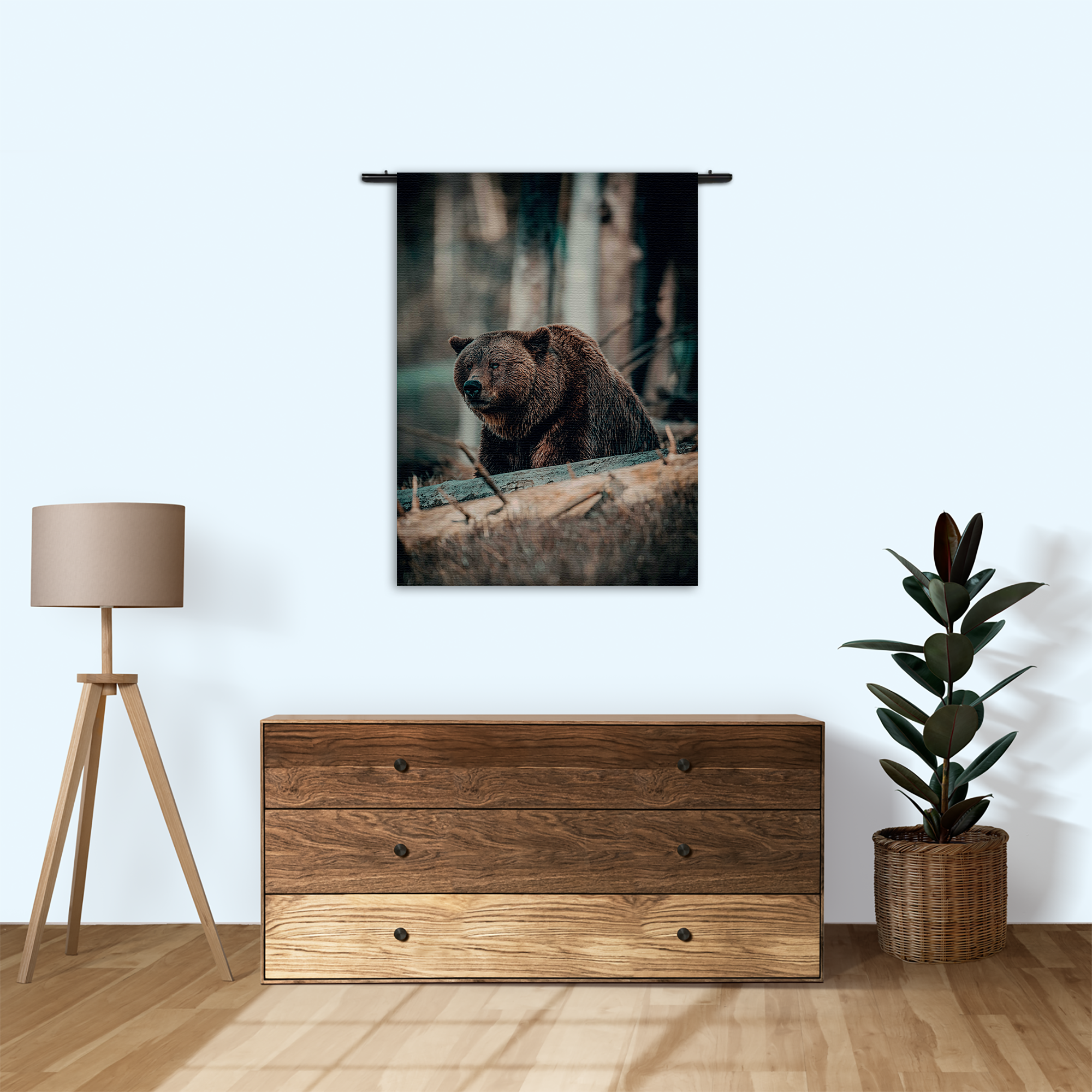 Wandkleed Beer In Het Bos Rechthoek Verticaal Template 50 70 Verticaal Dieren 11 1