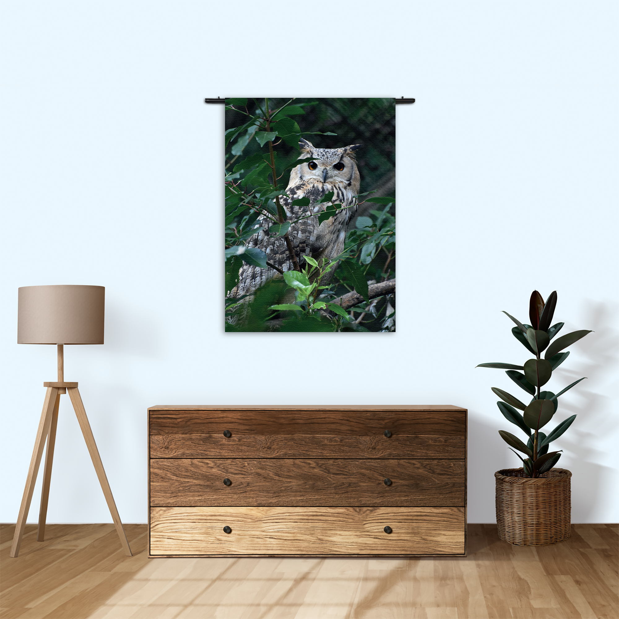 Wandkleed Uil Op Tak Rechthoek Verticaal Template 50 70 Verticaal Dieren 12 1
