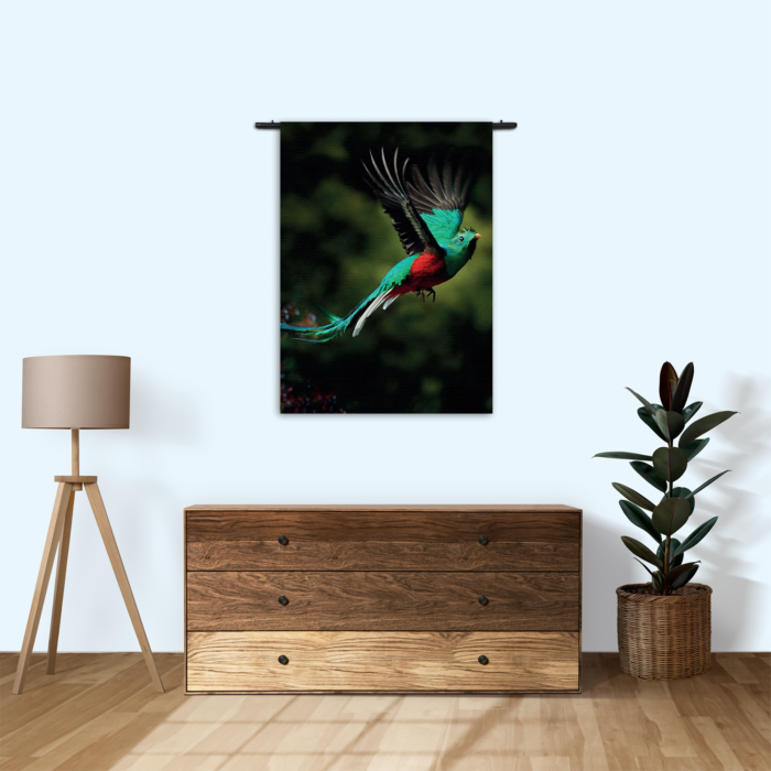 Wandkleed Schitterende Vliegende Quetzal Vogel Rechthoek Verticaal Template 50 70 Verticaal Dieren 34 1