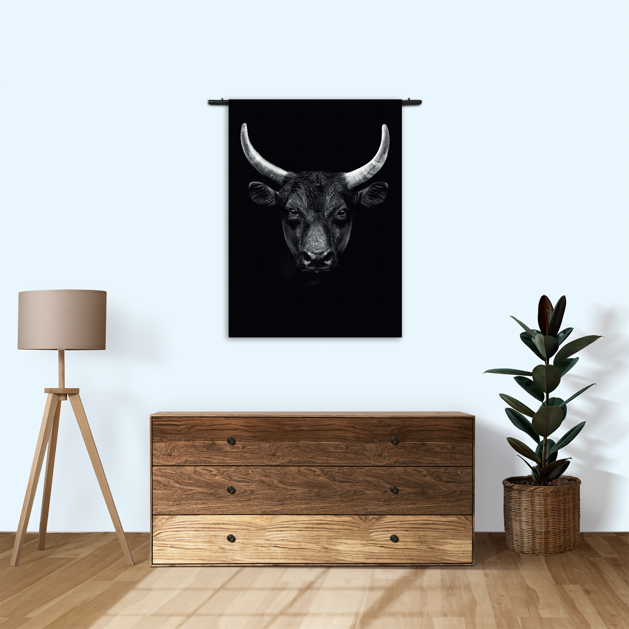 Wandkleed Stier Ready To Fight 01 Rechthoek Verticaal Template 50 70 Verticaal Dieren 36 1
