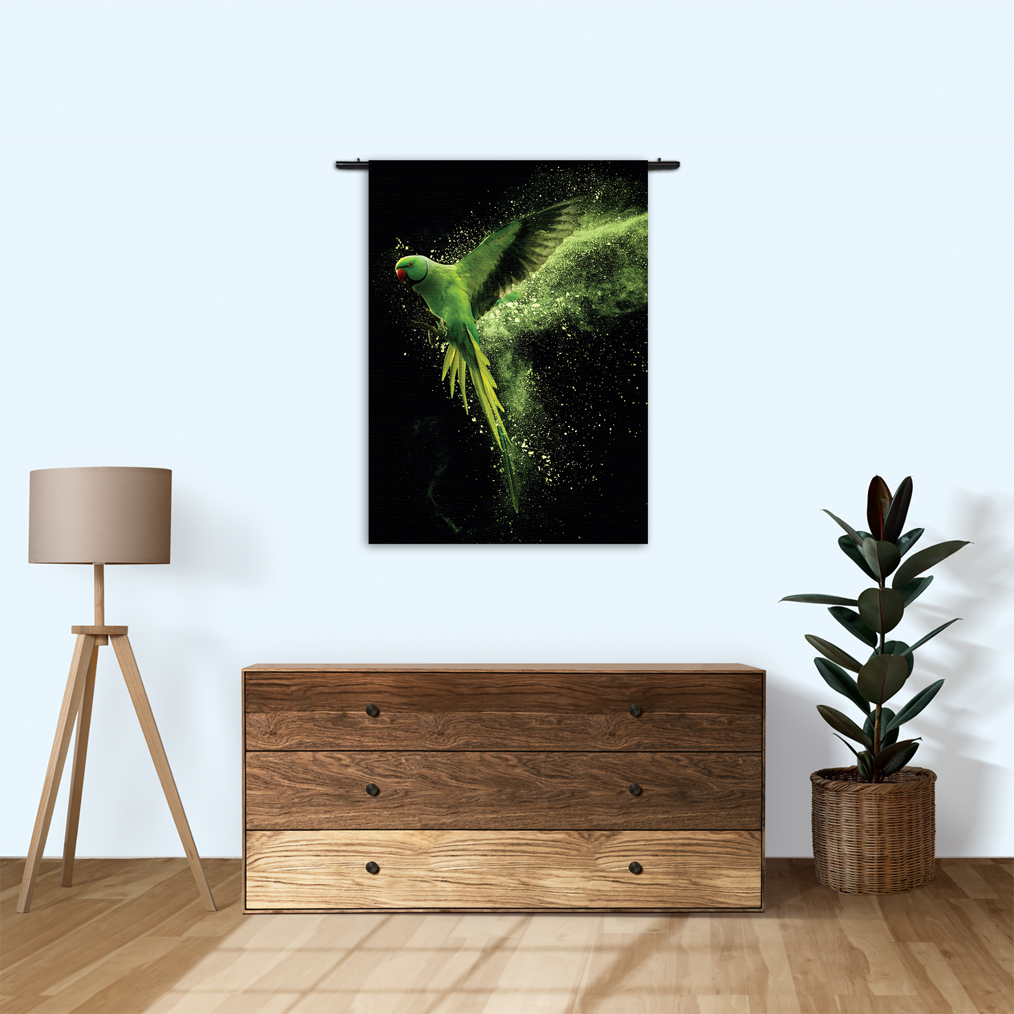 Wandkleed De Groene Parkiet Rechthoek Verticaal Template 50 70 Verticaal Dieren 38 1