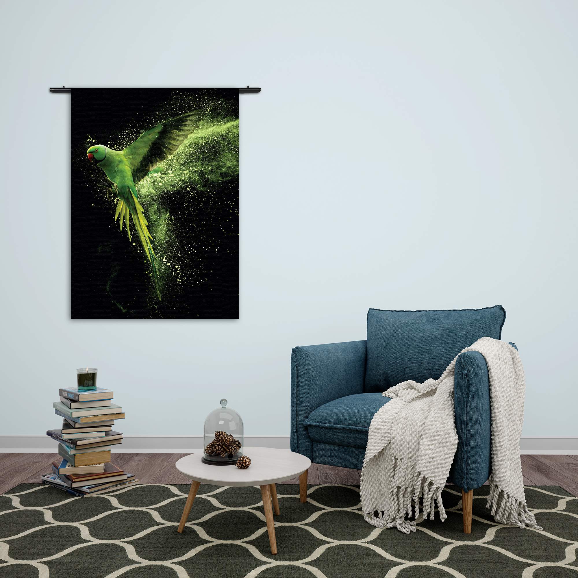 Wandkleed De Groene Parkiet Rechthoek Verticaal Template 50 70 Verticaal Dieren 38 2