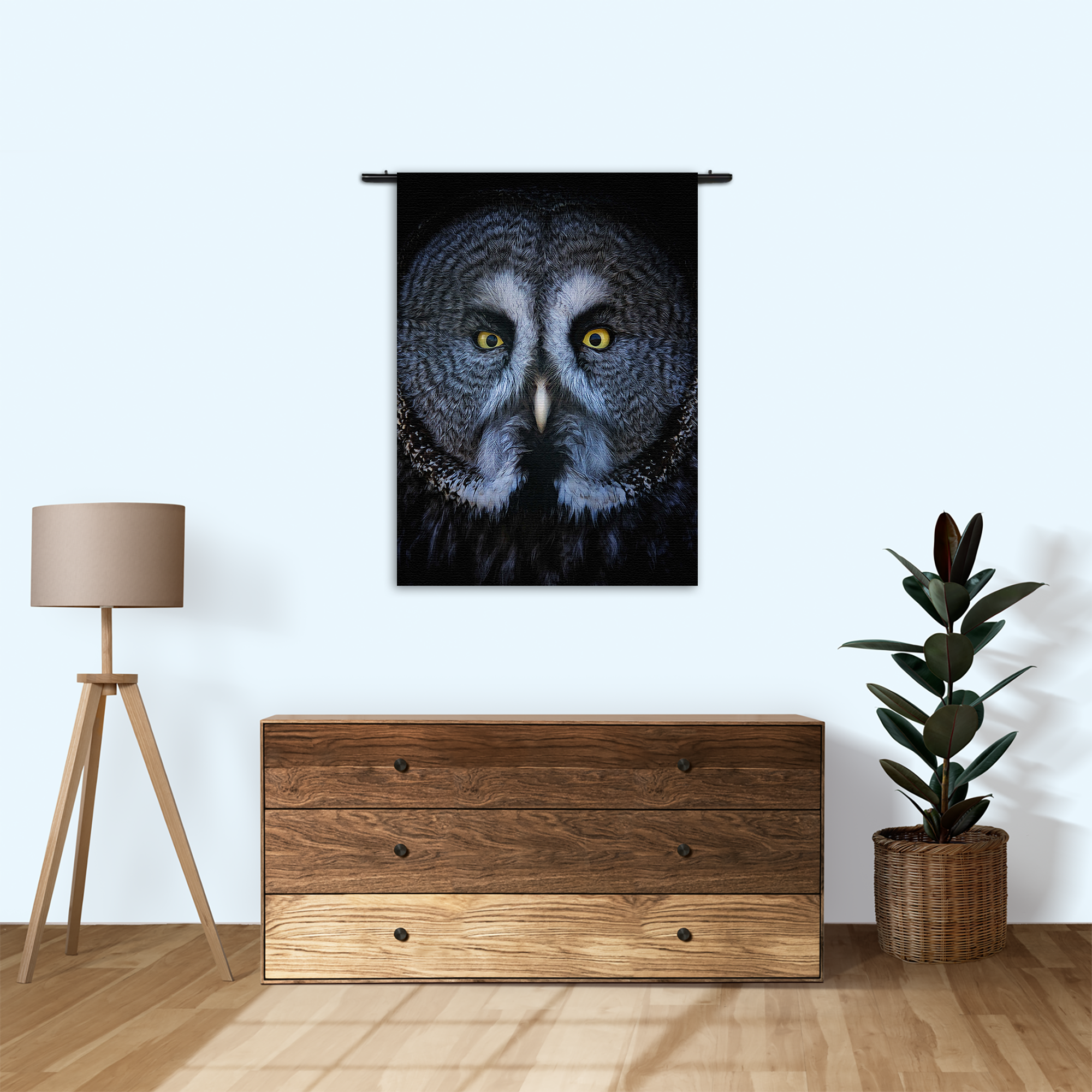 Wandkleed Uil Hoofd Close Up Rechthoek Verticaal Template 50 70 Verticaal Dieren 49 1
