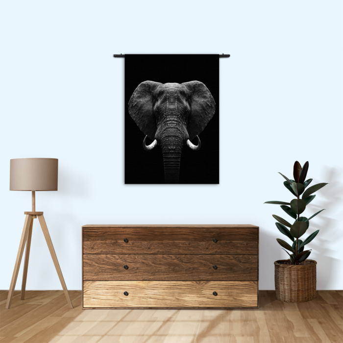 Wandkleed Olifant Zwart Wit Rechthoek Verticaal Template 50 70 Verticaal Dieren 56 1