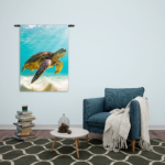 Wandkleed Zeeschildpad In Helderblauw Water 04 Rechthoek Verticaal Template 50 70 Verticaal Dieren 58 2