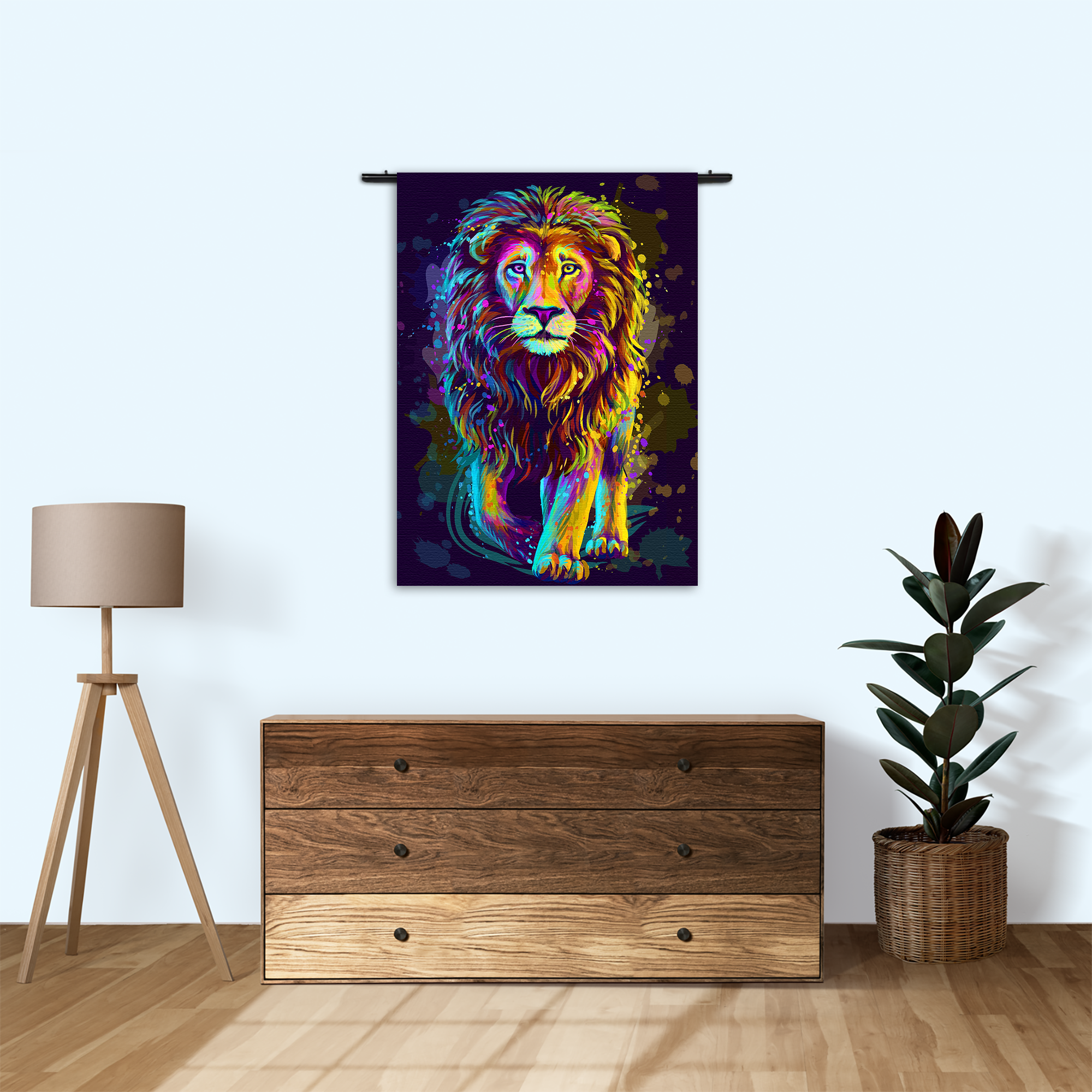 Wandkleed Colored Lion Rechthoek Verticaal Template 50 70 Verticaal Dieren 64 1