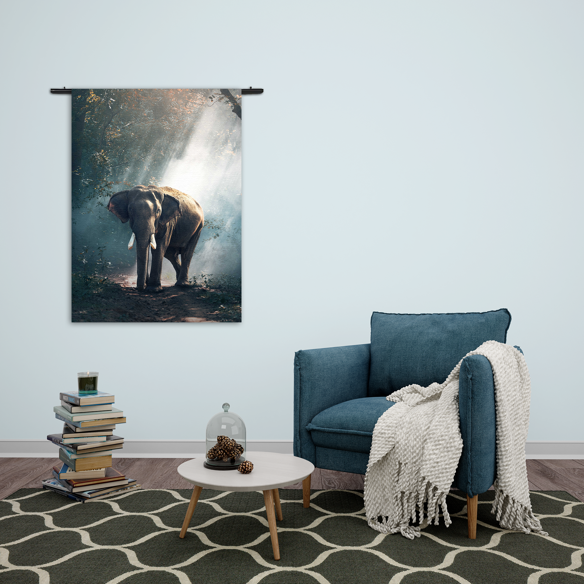 Wandkleed De Belichten Olifant Rechthoek Verticaal Template 50 70 Verticaal Dieren 69 2