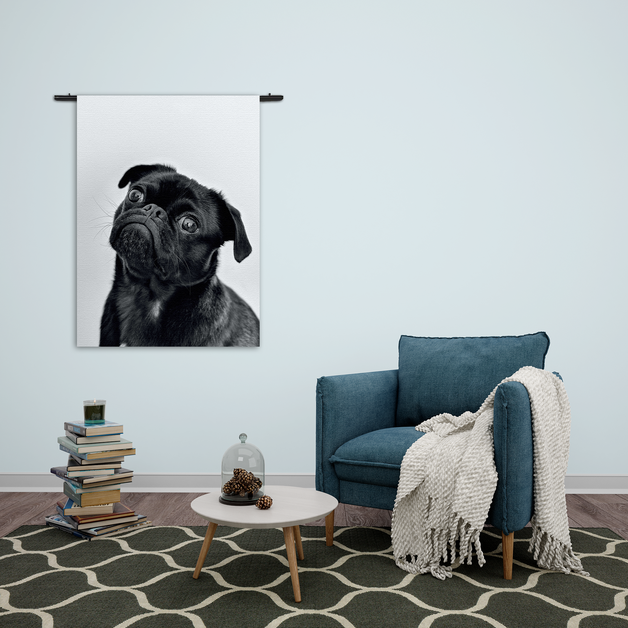 Wandkleed Mopshond Zwart Rechthoek Verticaal Template 50 70 Verticaal Dieren 7 2