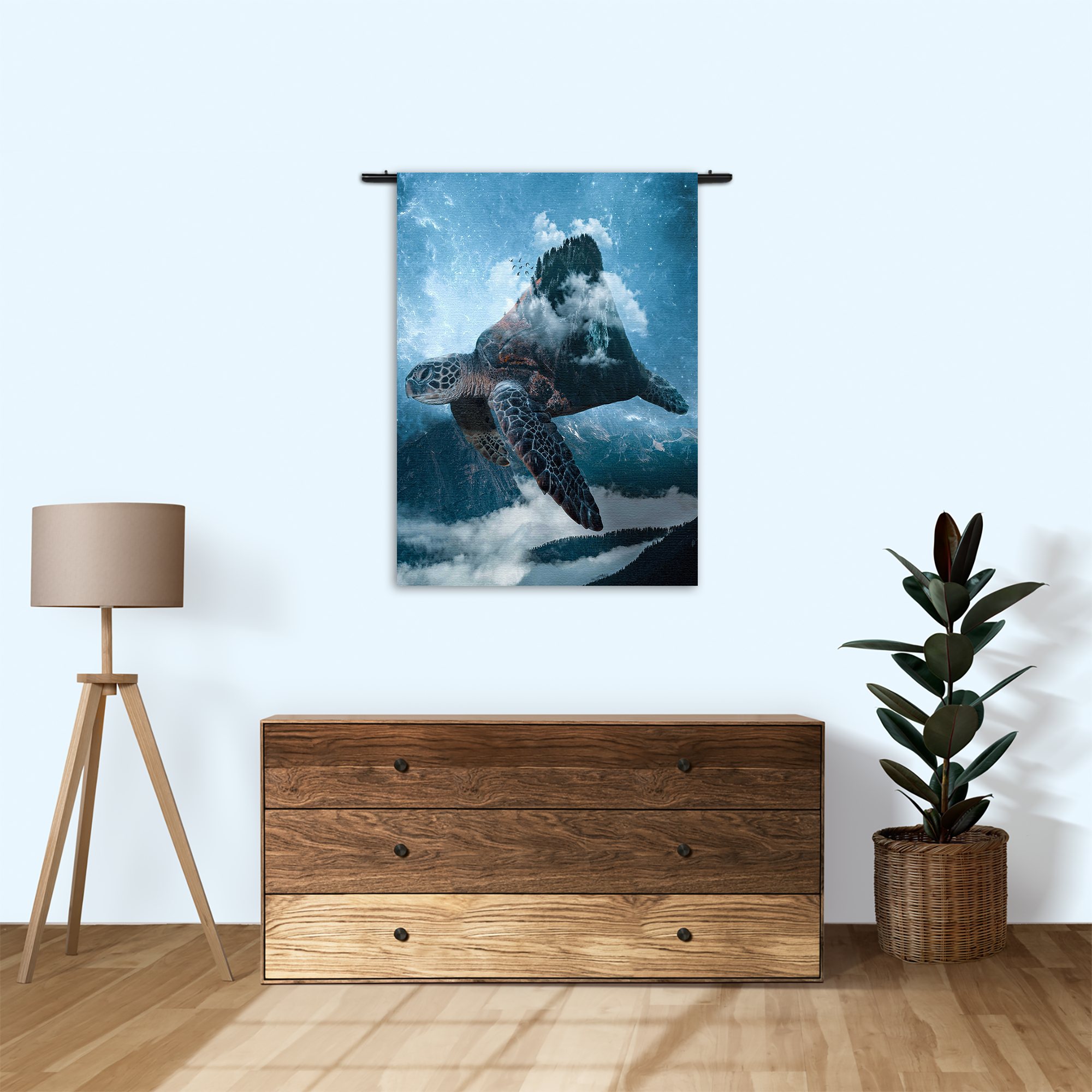 Wandkleed De Vliegende Zeeschildpad Rechthoek Verticaal Template 50 70 Verticaal Dieren 70 1