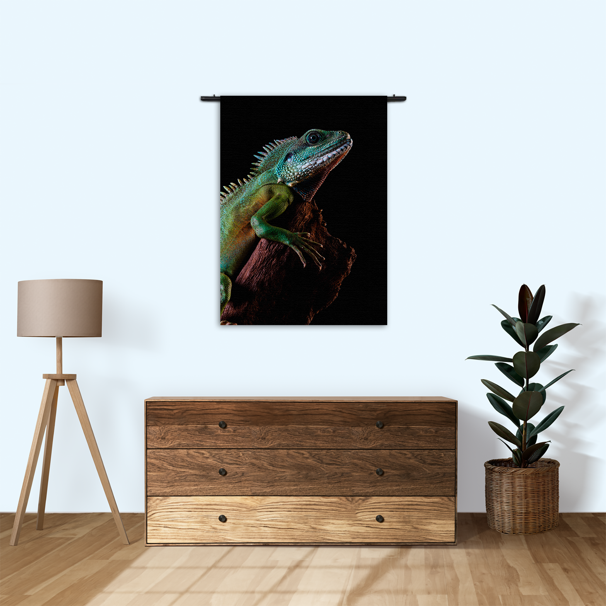 Wandkleed De Groene Kameleon Rechthoek Verticaal Template 50 70 Verticaal Dieren 73 1