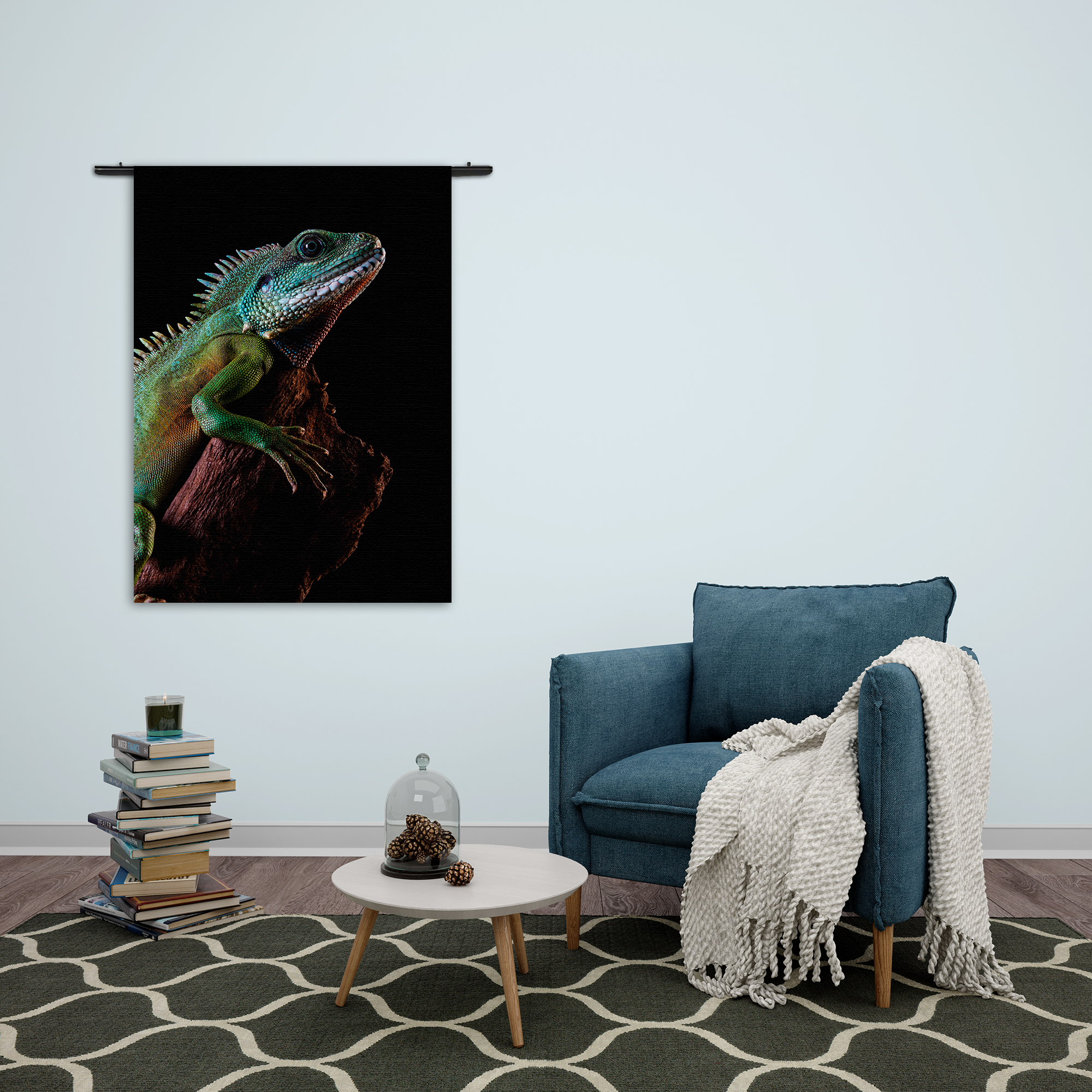 Wandkleed De Groene Kameleon Rechthoek Verticaal Template 50 70 Verticaal Dieren 73 2