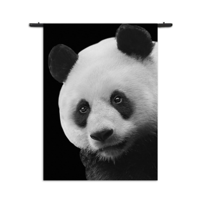 Wandkleed Pandabeer Zwart Wit 02 Rechthoek Verticaal