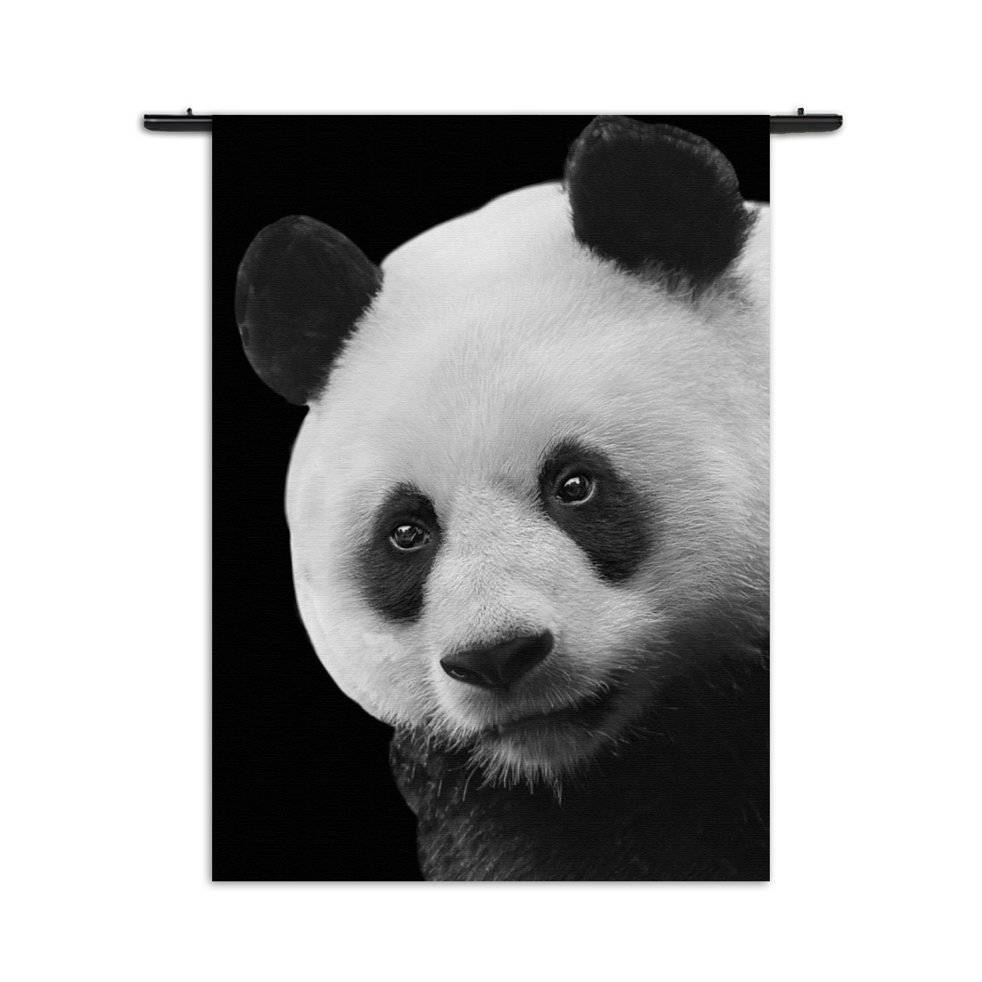 Wandkleed Pandabeer Zwart Wit 02 Rechthoek Verticaal