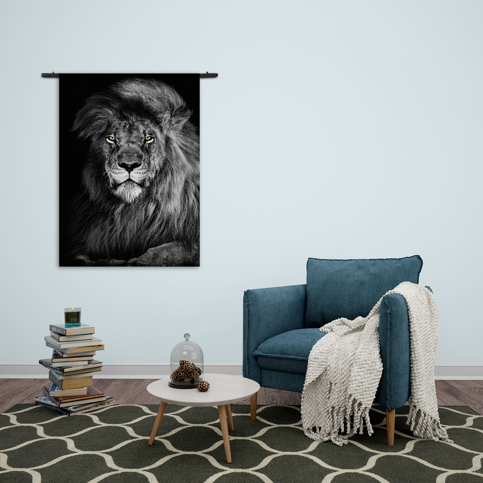 Wandkleed De Zwart Witte Leeuw Rechthoek Verticaal Template 50 70 Verticaal Dieren 75 2