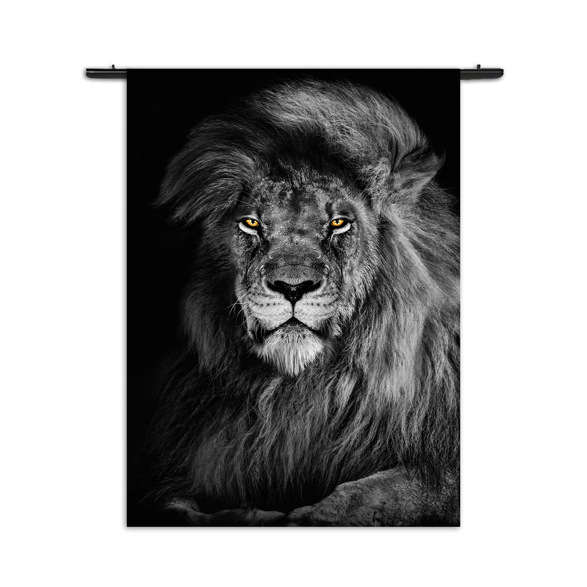 Wandkleed De Zwart Witte Leeuw Rechthoek Verticaal