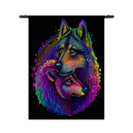 Wandkleed Colored Wolves Rechthoek Verticaal