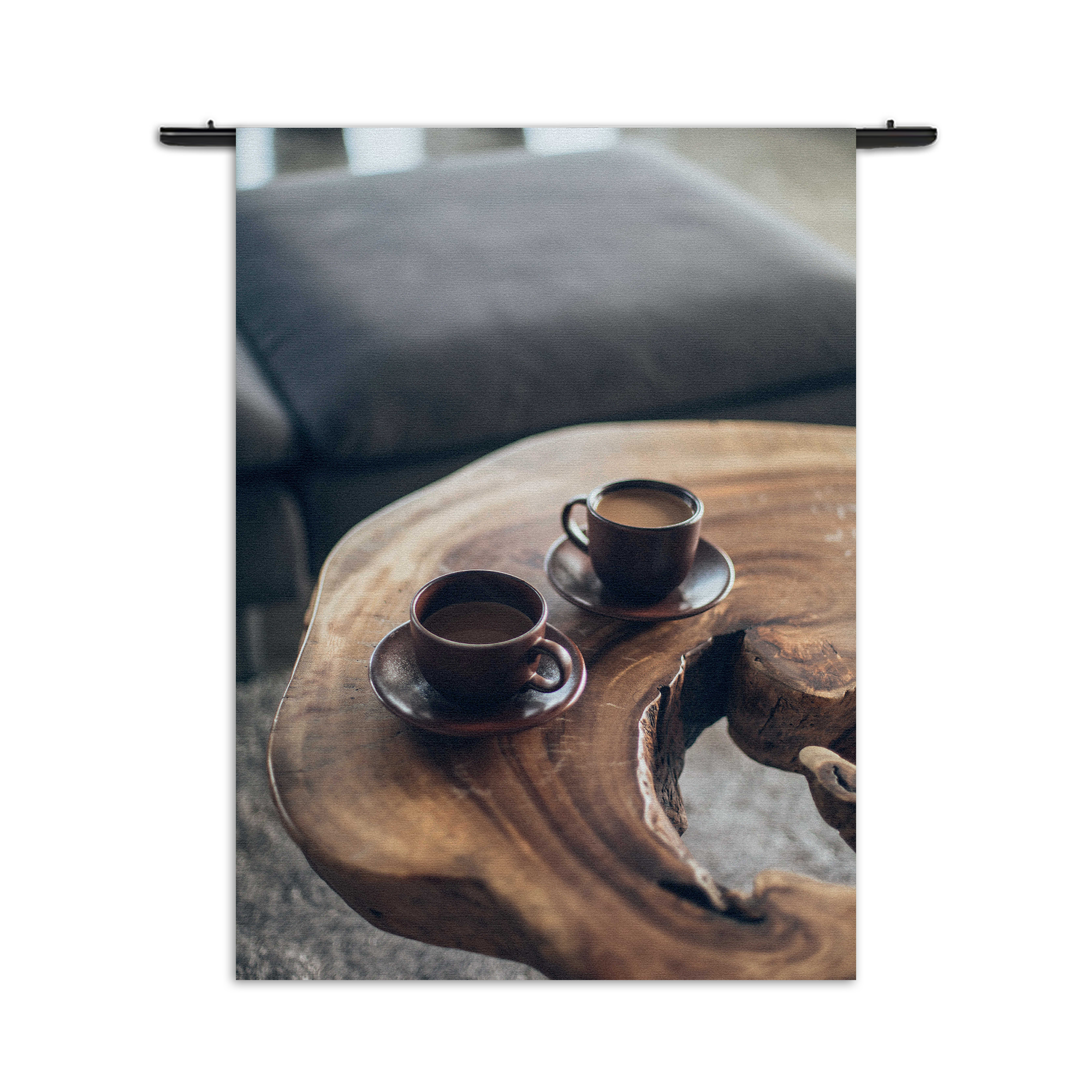 Wandkleed Kopjes Koffie op Tafel Rechthoek Verticaal