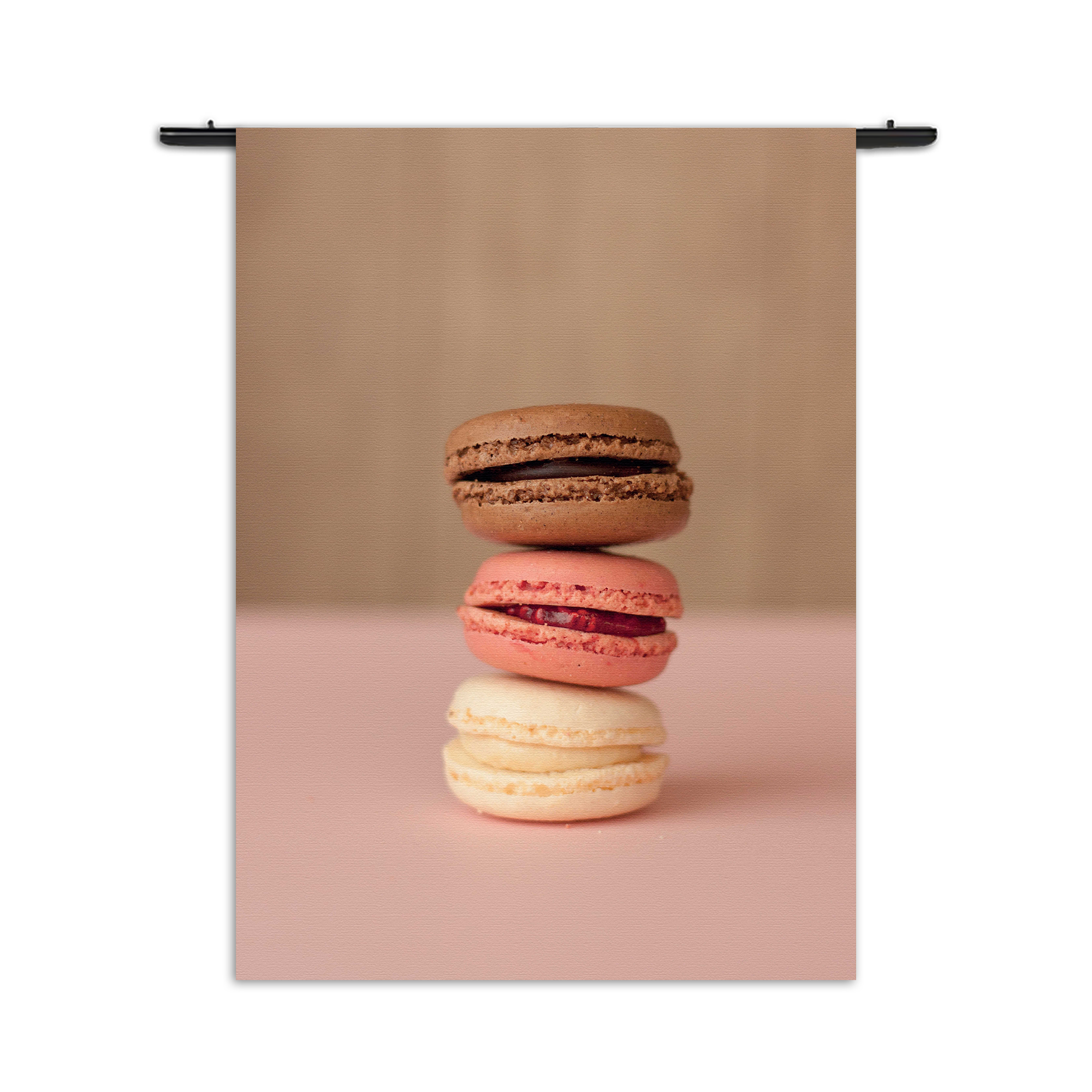 Wandkleed Macarons Roze Beige Tinten Rechthoek Verticaal