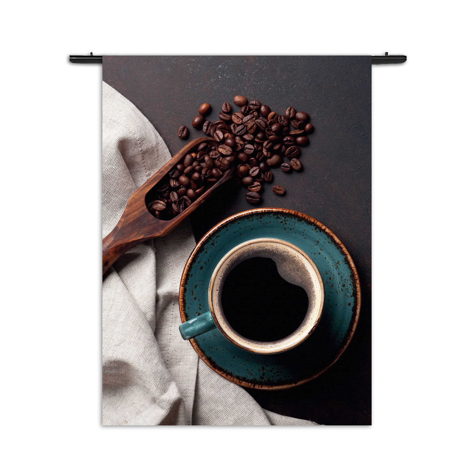 Wandkleed Koffiebonen met Kop koffie Rechthoek Verticaal