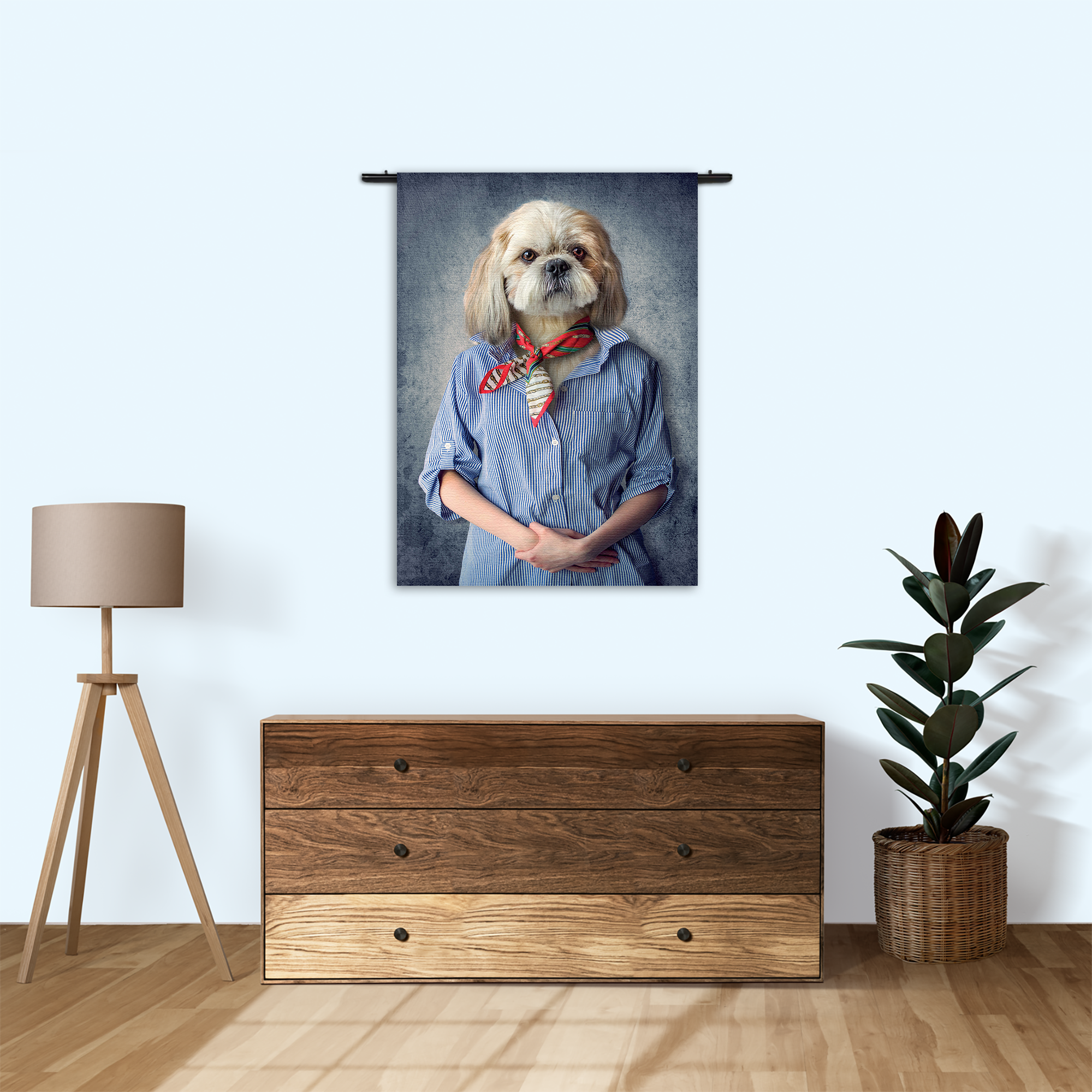 Wandkleed Menselijke Hond In Boeren Thema Rechthoek Verticaal Template 50 70 Verticaal Ironisch 3 1