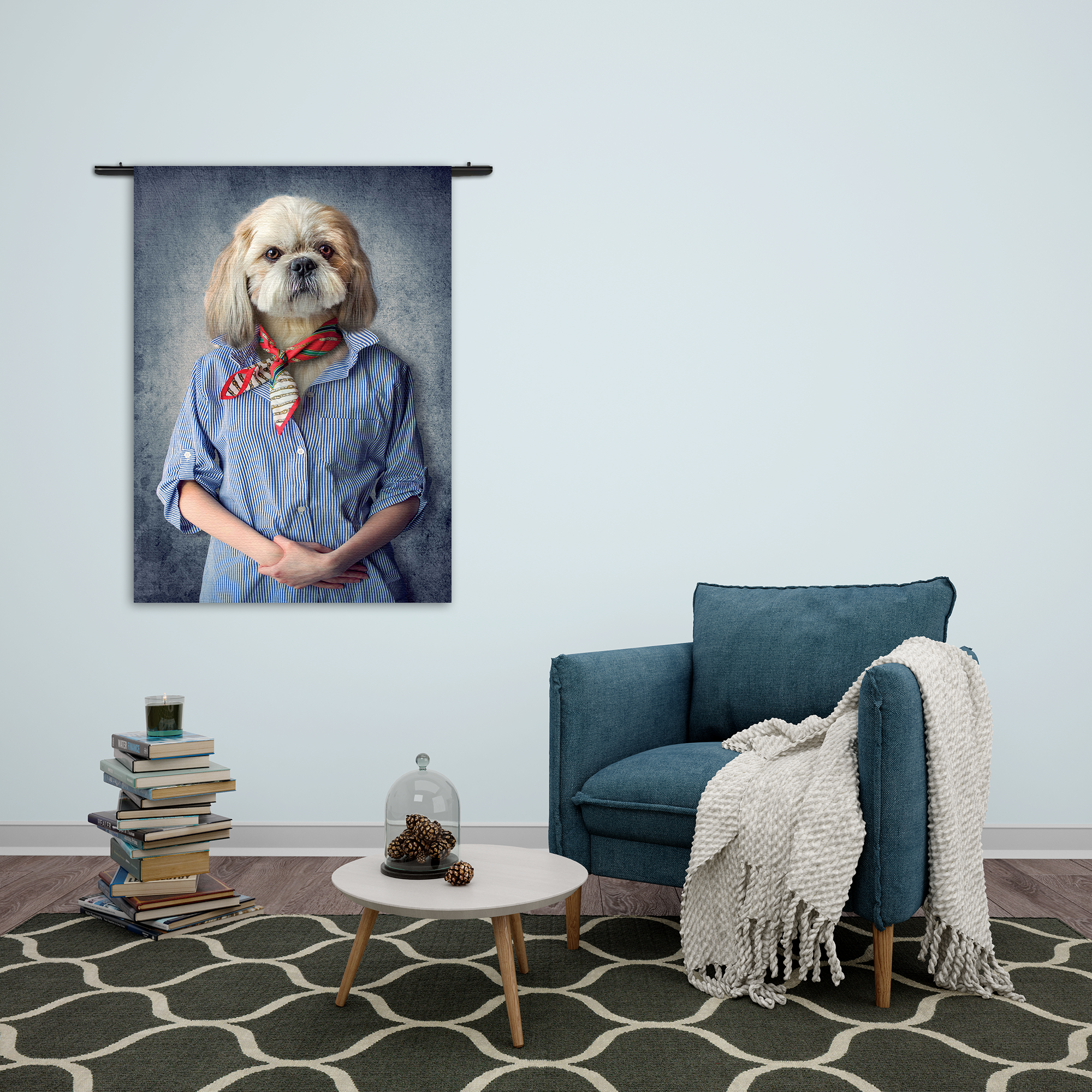 Wandkleed Menselijke Hond In Boeren Thema Rechthoek Verticaal Template 50 70 Verticaal Ironisch 3 2