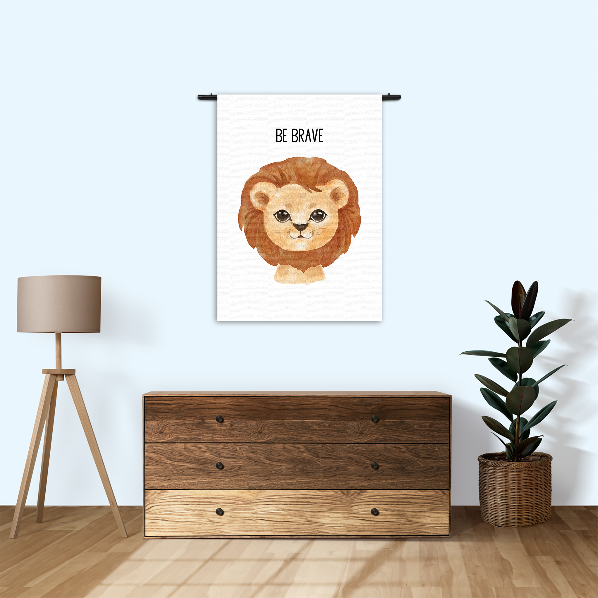 Wandkleed Be Brave Leeuw Rechthoek Verticaal Template 50 70 Verticaal Kinderen 10 1