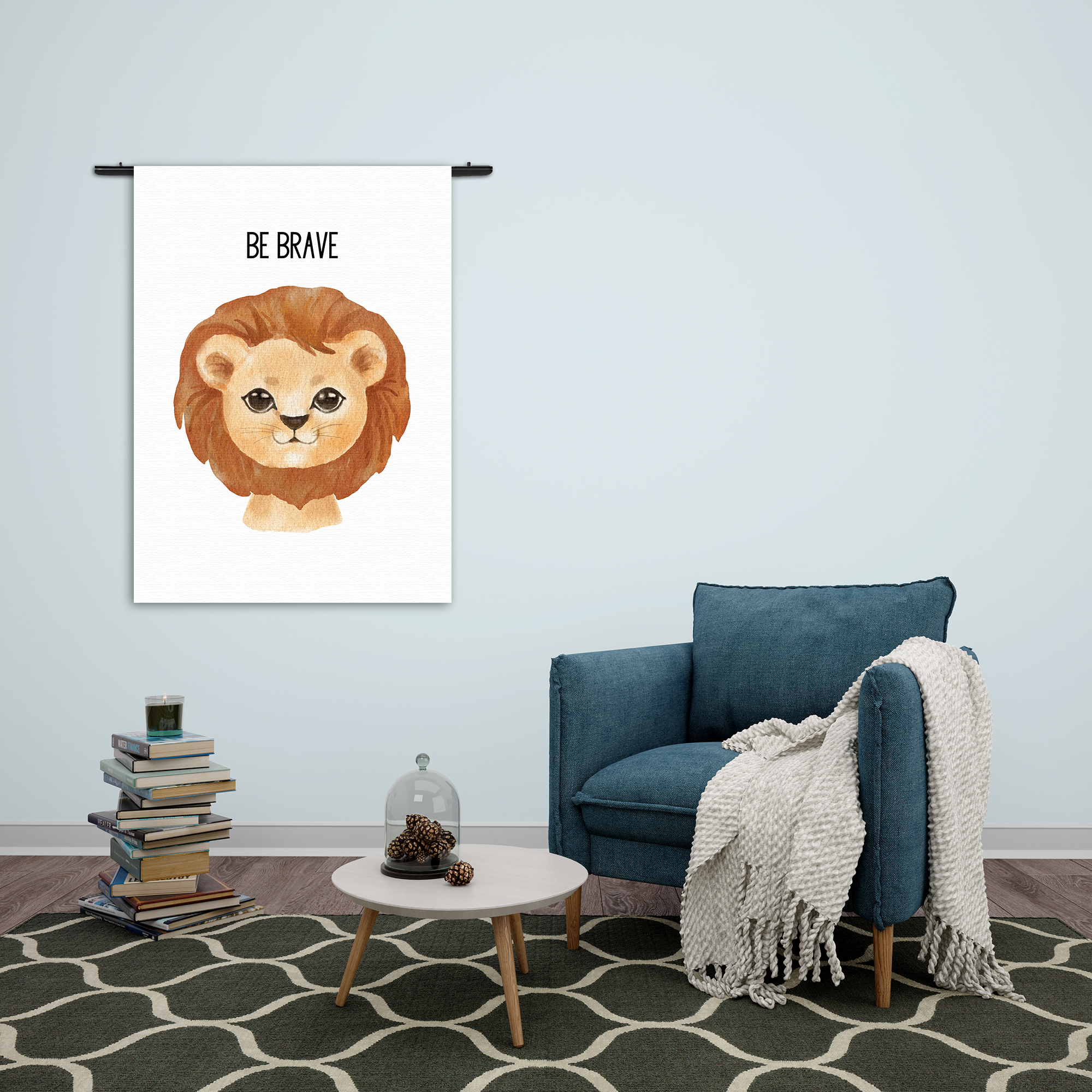 Wandkleed Be Brave Leeuw Rechthoek Verticaal Template 50 70 Verticaal Kinderen 10 2