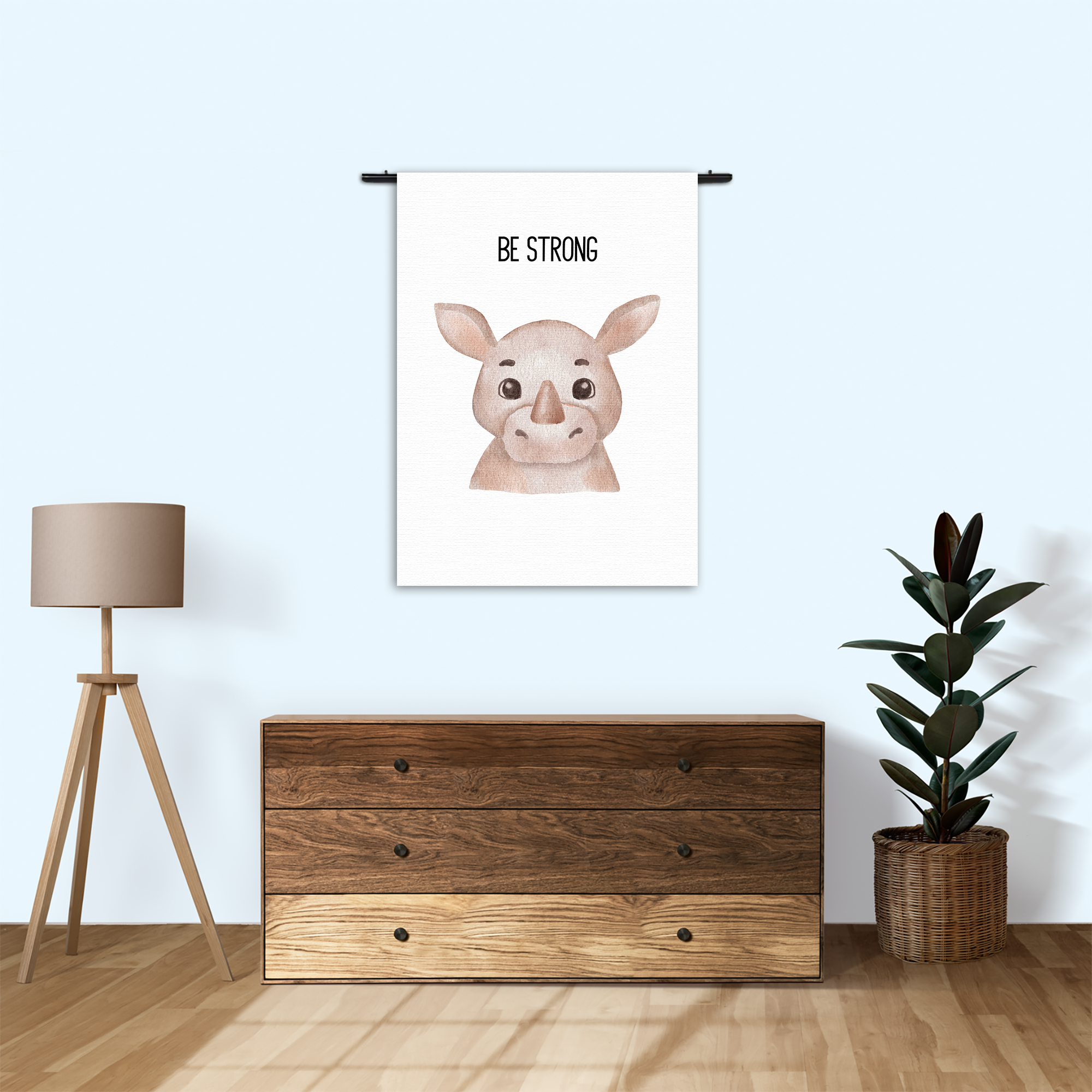 Wandkleed Be Strong Neushoorntje Rechthoek Verticaal Template 50 70 Verticaal Kinderen 12 1