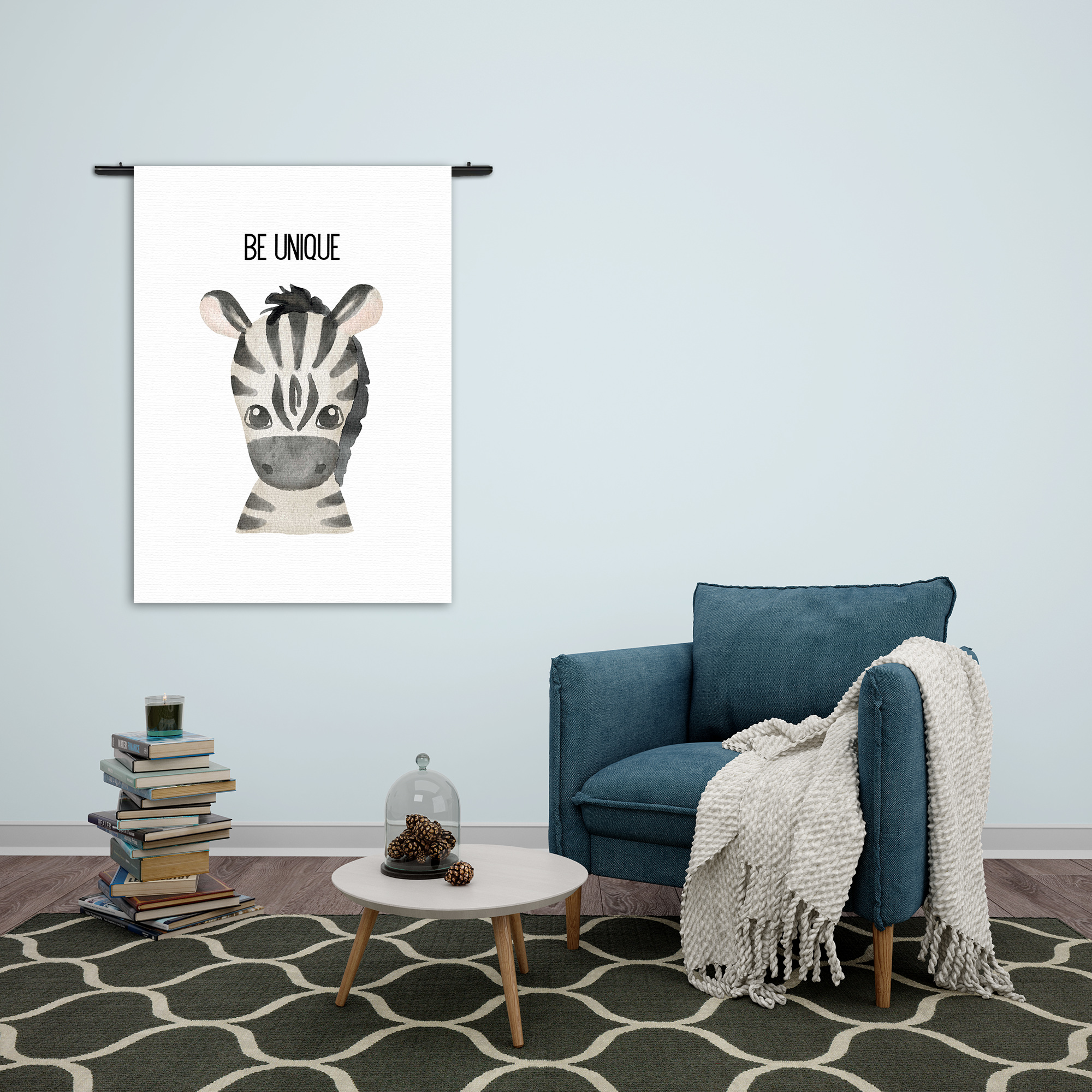 Wandkleed Be Unique zebrapaardje Rechthoek Verticaal Template 50 70 Verticaal Kinderen 13 2