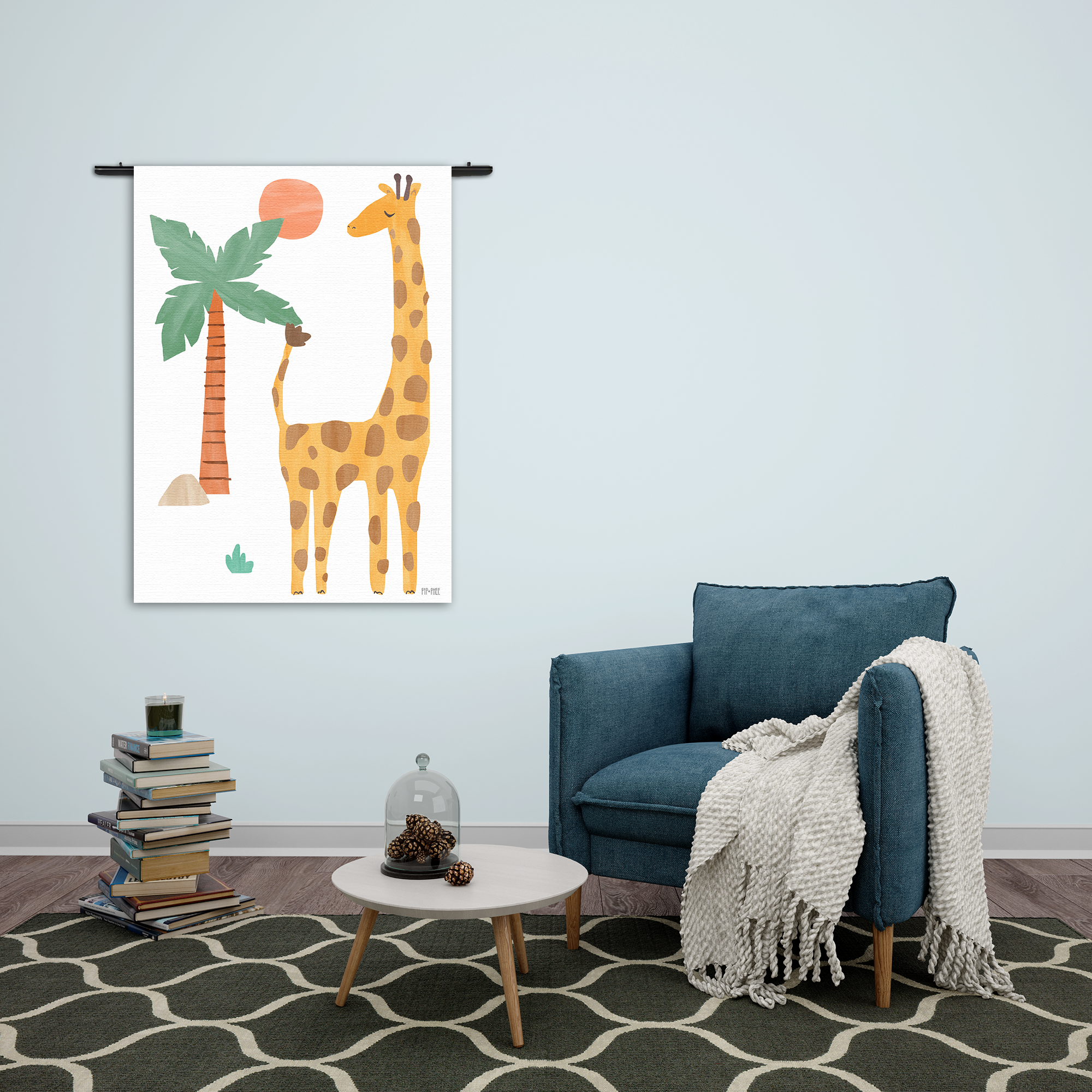Template_50-70_Verticaal_Kinderen_27-2 Wandkleed Giraffe in het bos Rechthoek Verticaal Template 50 70 Verticaal Kinderen 27 2