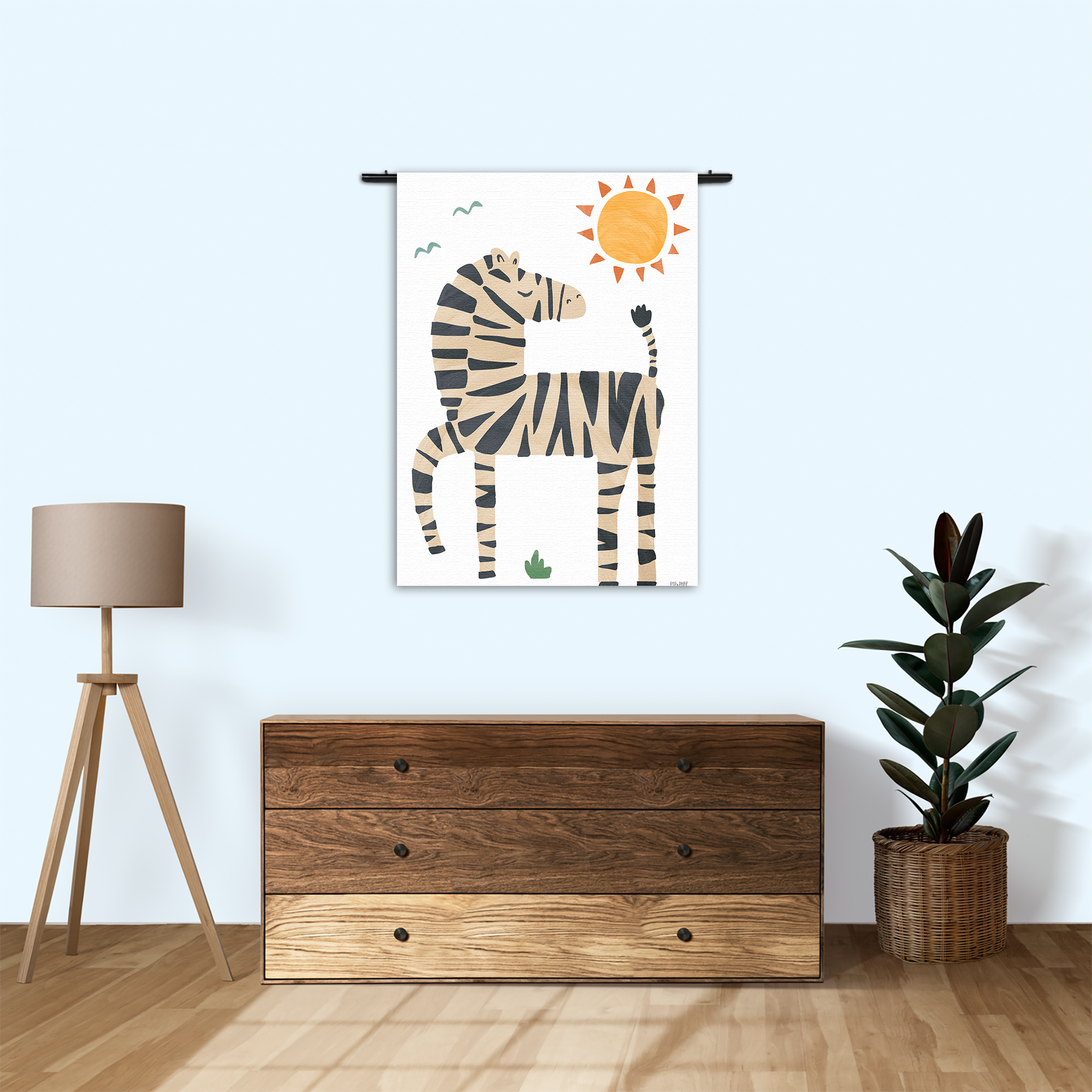 Wandkleed Zebrapaardje in het zonnetje Rechthoek Verticaal Template 50 70 Verticaal Kinderen 31 1