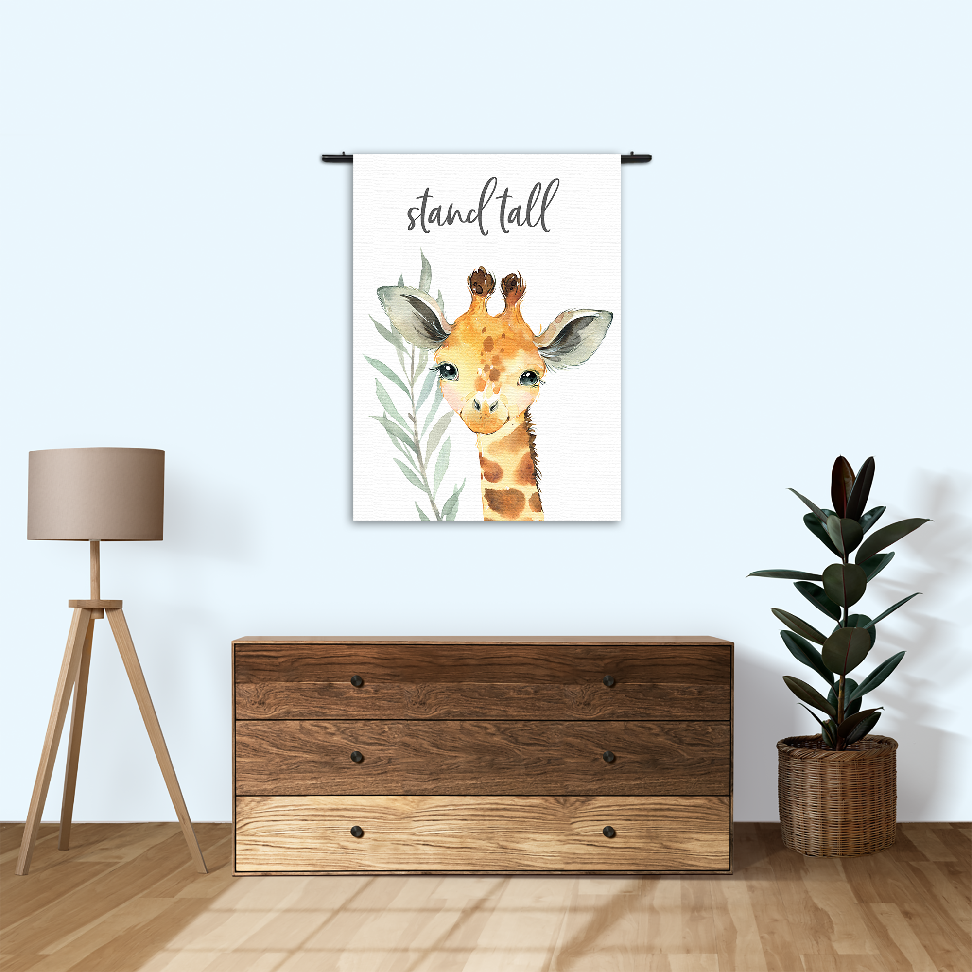 Wandkleed Giraffe met de lange nek Rechthoek Verticaal Template 50 70 Verticaal Kinderen 5 1