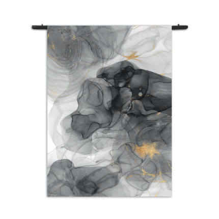 Wandkleed Abstract Marmer Look Grijs met Goud 02 Rechthoek Verticaal