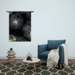 Wandkleed Abstract Marmer Look Zwart met Goud 03 Rechthoek Verticaal Template 50 70 Verticaal Marmer 12 2
