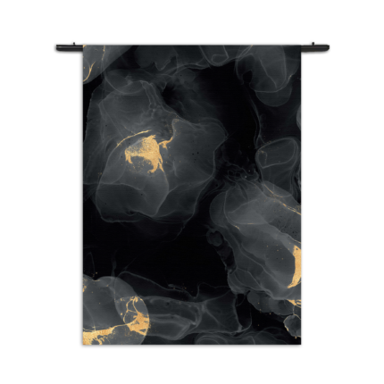 Wandkleed Abstract Marmer Look Zwart met Goud 03 Rechthoek Verticaal