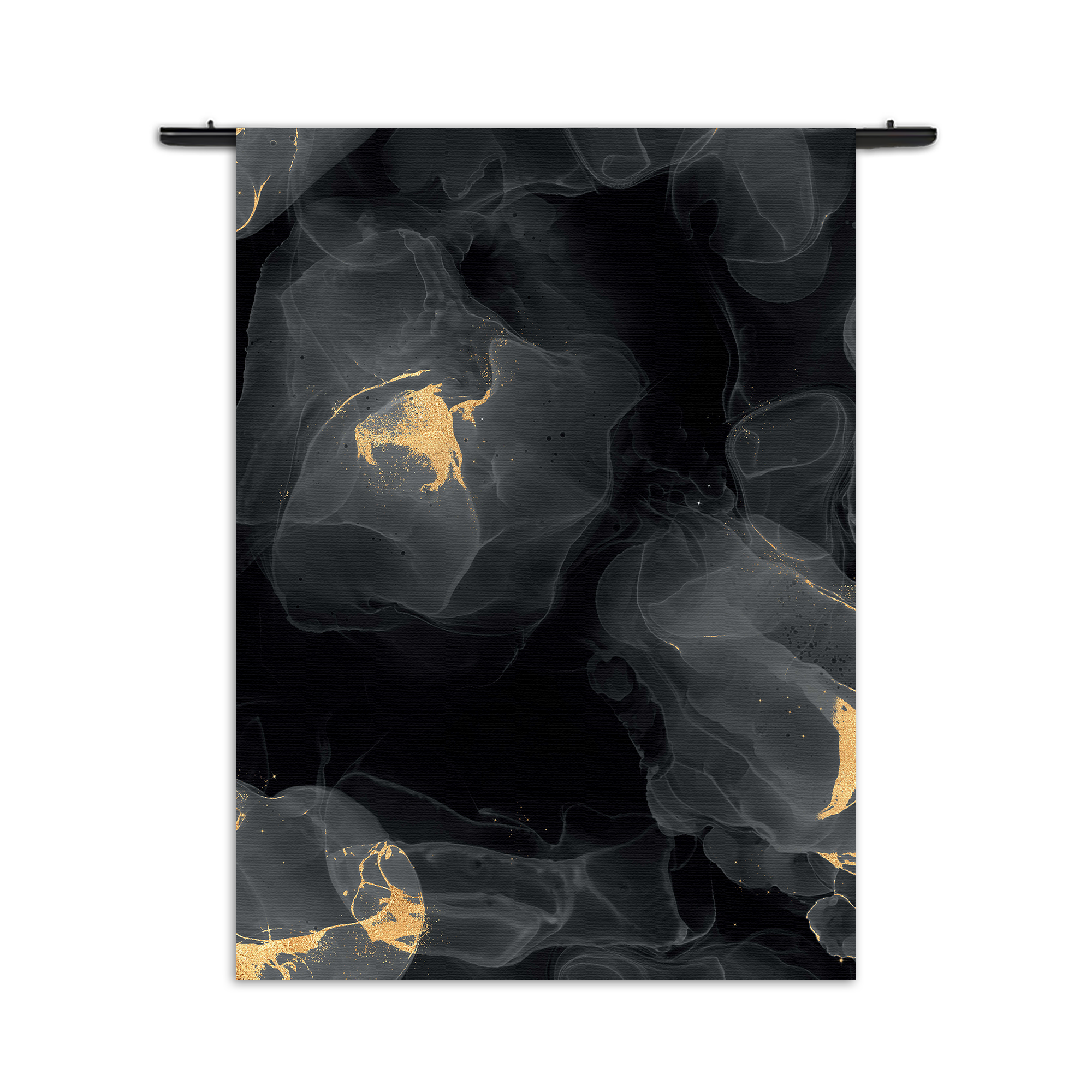 Wandkleed Abstract Marmer Look Zwart met Goud 03 Rechthoek Verticaal