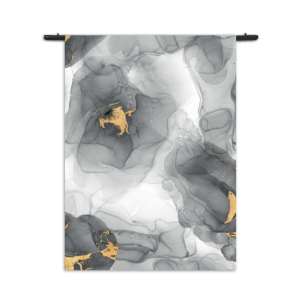 Wandkleed Abstract Marmer Look Grijs met Goud 04 Rechthoek Verticaal