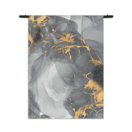 Wandkleed Abstract Marmer Look Grijs met Goud 05 Rechthoek Verticaal