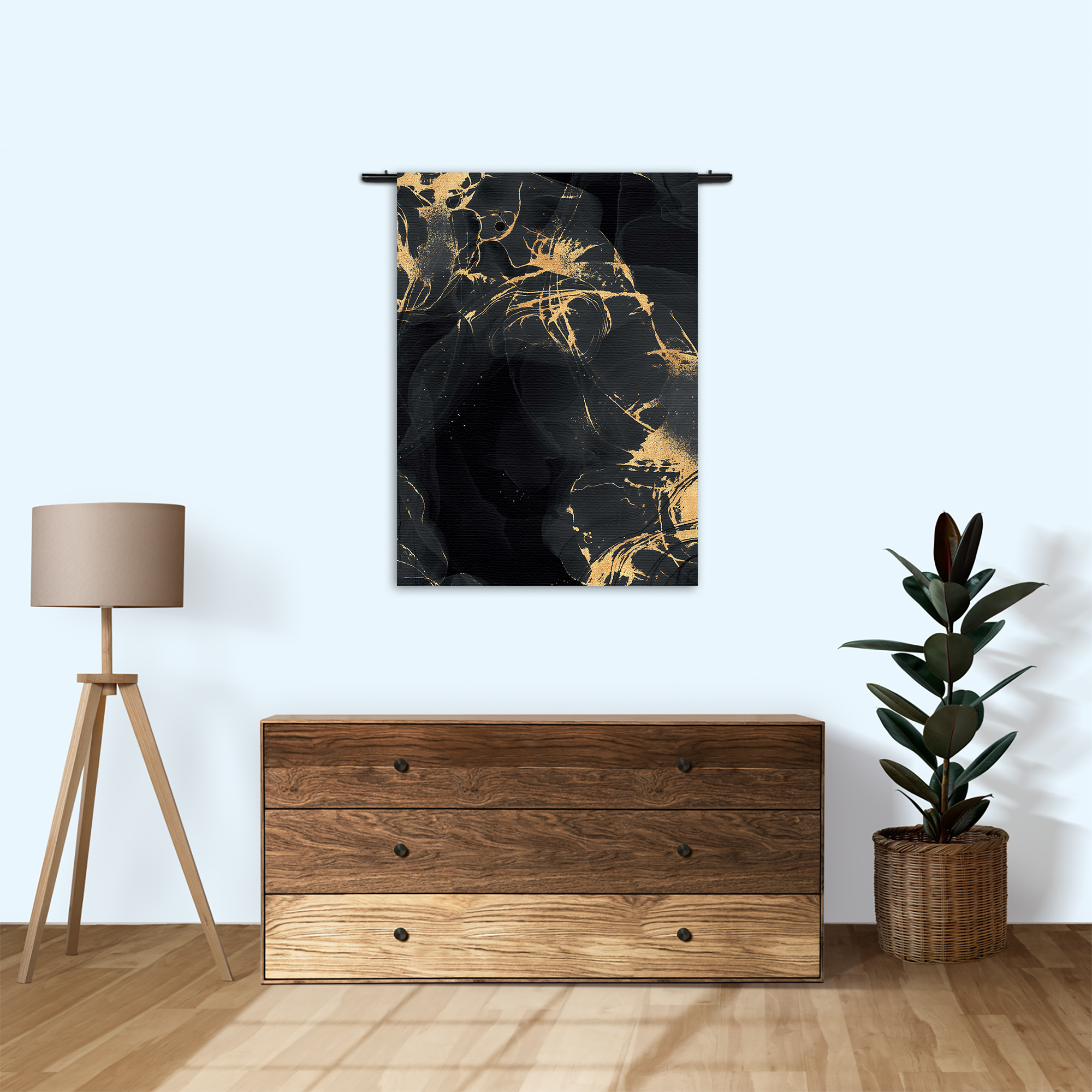 Wandkleed Abstract Marmer Look Zwart met Goud 04 Rechthoek Verticaal Template 50 70 Verticaal Marmer 15 1