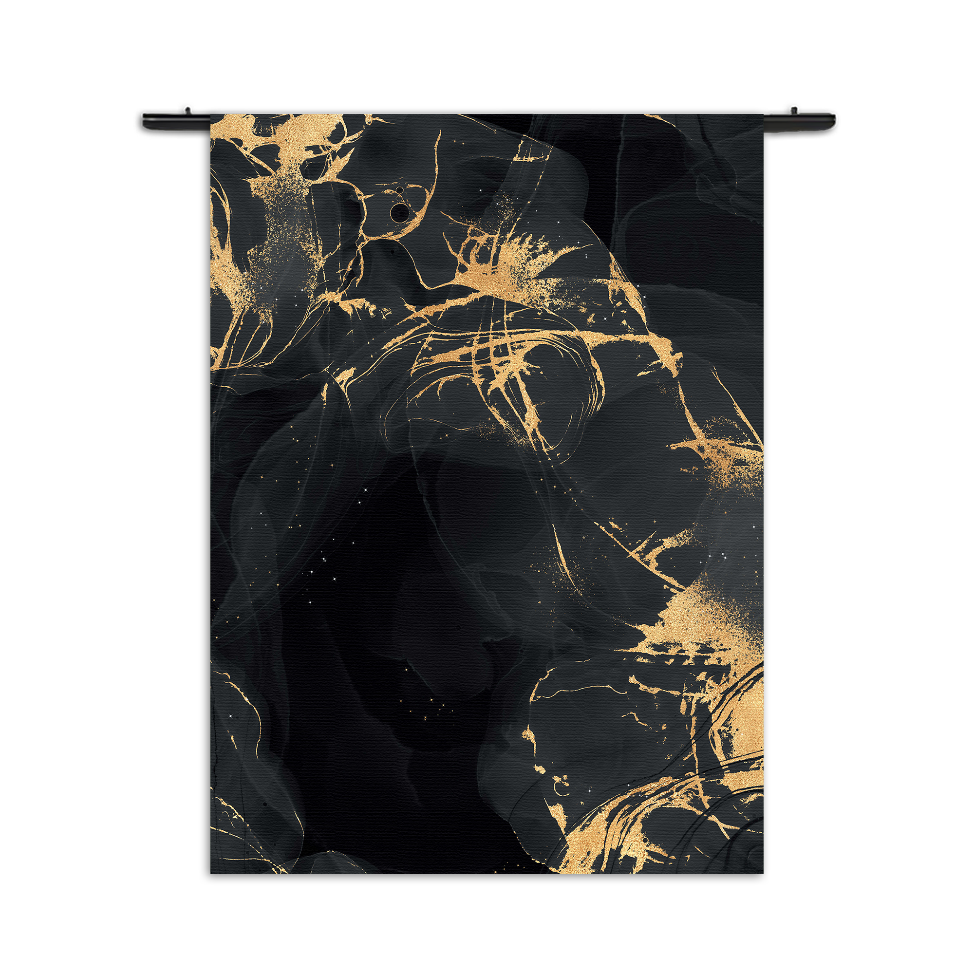 Wandkleed Abstract Marmer Look Zwart met Goud 04 Rechthoek Verticaal