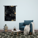 Wandkleed Abstract Marmer Look Zwart met Goud 05 Rechthoek Verticaal Template 50 70 Verticaal Marmer 16 2