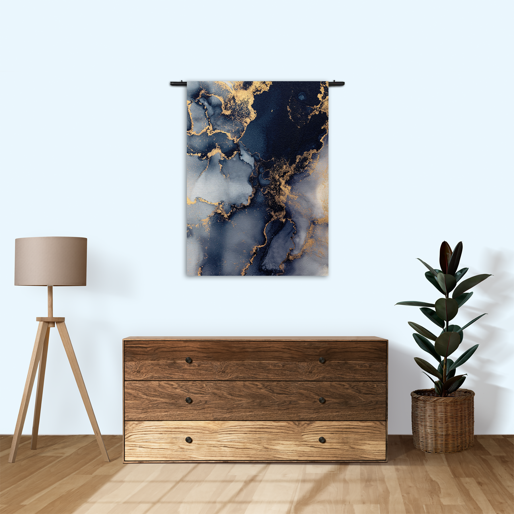 Wandkleed Marmer Look Chique Donker Blauwtinten met Goud 02 Rechthoek Verticaal Template 50 70 Verticaal Marmer 31 1