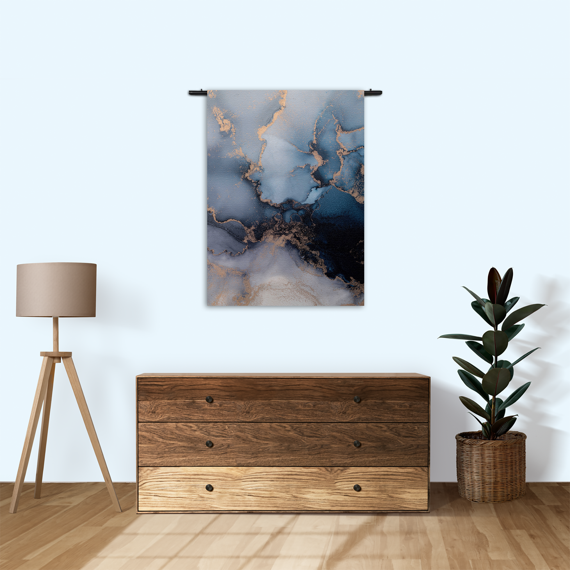 Wandkleed Marmer Look Chique Donker Blauwtinten met Goud 03 Rechthoek Verticaal Template 50 70 Verticaal Marmer 32 1