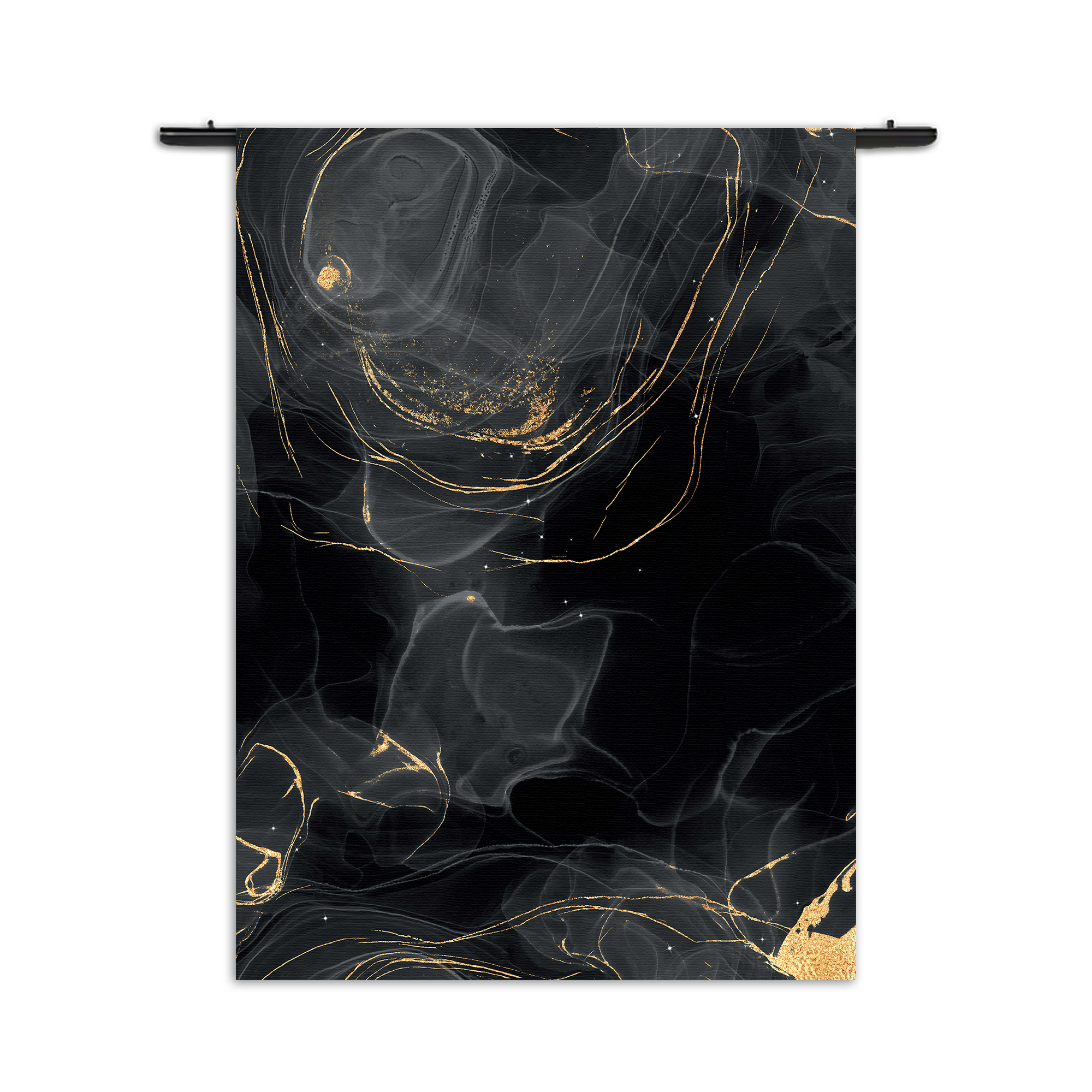 Wandkleed Abstract Marmer Look Zwart met Goud 01 Rechthoek Verticaal